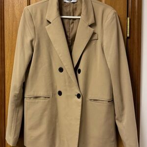 Adika Double-Breasted Business Woman’s Tan Blazer size Medium